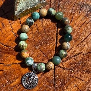 Stunning Elegance: Handmade Brace 10MM African Turquoise and Indian Agate